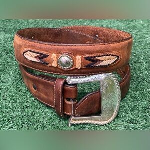 Tony Lama Western Sierra Madre Brown Belt Men’s Size 34 Concho Medallion 7719L